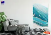 Blue & Gold Lines Abstract Design Wall Canvas Home Decor Australian Made Quality