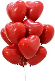 50 Pcs Red Heart Balloons, 10in Latex Heart Shape Balloons, for Valentines Day, Wedding,Proposal, Wedding Anniversary Party Decoration.