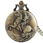 Bronze Napoleon Bonaparte Horse Knight Design Antique Quartz Pocket Watch Vintage Hero Necklace Pendant Pocket Clock Fob Gifts