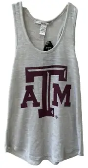 Texas A&M Women’s Medium Tank Top Metallic Silver Knit Chicka-d New