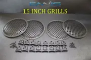 (4) 15 INCH STEEL SPEAKER SUB SUBWOOFER GRILL MESH COVER W/ CLIPS SCREWS GLKT-15