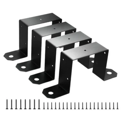 4pcs Deck Fence Brackets Fixed Support For 4x4inch Posts For Yard Project