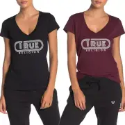 True Religion Women's Retro True Logo V-Neck Tee T-Shirt