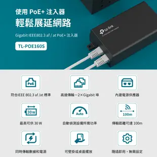 TP-Link TL-POE160S Gigabit連接埠/自動偵測/隨插即用/PoE+ 電源供應器/注入器 光華商場