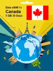 CANADA Travel SIM Card DATA eSIM 5GB 30Days QR Code 1 Day Delivery