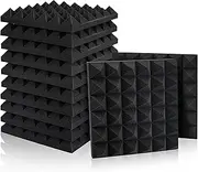 Fstop Labs 12 Pack Set Acoustic Foam Panels, Studio Wedge Tiles, 2" X 12" X 12" Acoustic Foam Sound Absorption Pyramid Studio Treatment Wall Panels