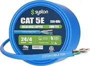 Cat 5e Ethernet Network Cable - 100 FT，350MHz 24AWG Solid Bare Copper Wire Outdoor/Indoor, Bulk No Ends 10 Ft to 1000 Ft Available, Heat Resistant Riser Rated - CMR