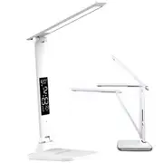 LED Desk Lamp Table Light USB Powered with Digital Clock Touch Dimmable AU