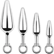 Stainless steel anal plug S/M/L/XL butt plug with pull ring metal buttpluck anal hook masturbation anal dilator SM sex toys for men women(L)