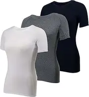 [YUSHOW] Sports Shirt Women's Short Sleeve Compression Shirt Fitness Quick-Drying Gym Top Crew Neck Breathable Summer Running Shirt