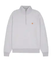 Maison Kitsuné Fox Head Patch Half-Zip Sweatshirt XL,L,XXL,M Light gray mixed colors