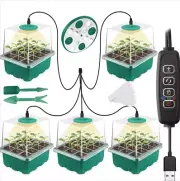 5 Seedling Trays 12 Cells with 8 Led Grow Light, Seed Starter Kit Tools.