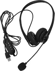 Happyyami USB Call Center Headset Noise Cancelling Over Ear Microphone for Online Courses Lightweight Wired Computer Headphones Comfortable and Gaming