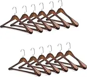 12 Pack Wide Shoulder Wooden Hangers, Heavy Duty Wooden Hangers with 360° Swivel Hook & Strong Pant Bar, Wood Wooden Hangers for Heavy Coat, Sweater, Skirt, Suit, Pants (1)