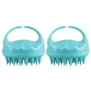 2x Liven Zen Scalp Care Silicone Cleansing Hair Massager Shower Brush Green