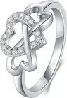 Love Heart Infinity Ring Eternity Band 925 Sterling Silver Promise Rings Women