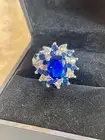 ✨Sterling Silver ✨Ring Size 7, Blue Sapphire and Cubic Zirconia, Marked 925