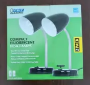 Set of Two Feit Compact Fluorescent Desk Lamps - (2) 13 Watt Bulbs Included