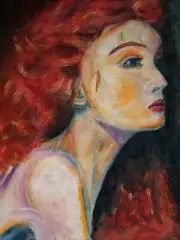 Original Oil Painting "Red"" 12 x 16" redhead girl home decor by Bronwen Skye