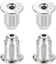 sourcing map 4Pcs Earring Backs, 3mm S925 Silver Bullet-Shape Locking Earring Backs Replacements for Studs Posts, Silver