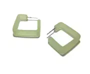 Peridot Green Square Frosted Lucite Hoop Earrings
