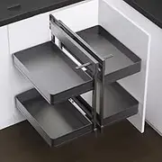 Corner Storage Box for 800 1000mm Wardrobe Left/Right Opening 2 Layer Pull Out Basket Bottom Installation Space Saving on for Closet Organization.
