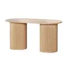 Artiss Coffee Table Oval Wooden Sofa Table Living Room Furniture 100cm Pine