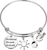 [PLITI] Princess Rapunzel Gift Fairy Tale Princess Lover Gift She Believed She Could So She Did Inspirational Bracelet