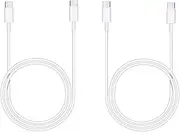 USB C to USB C Charger Cable, Type C Fast Charge Compatible for iPhone15/15 Plus/15 pro/15 pro max/iPad/Samsung Galaxy S23 22 and More (5ft/1.5m) 2 Pack