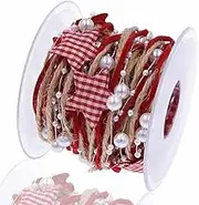Red Merry Christmas Printed Ribbon Star Chain Xmas Tree Trim Rope DIY Craft New Year Girls Party Wedding Decoration