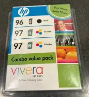 HP Vivera Tri-Value Pack One 96 Black Two 97 Color Ink 3 Cartridges Exp 2009