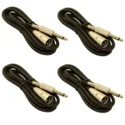 4 PCS 10Ft XLR 3Pin MALE to 1/4" MONO Plug Shielded MIC Microphone Audio Cable