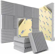 24 Pack Sound Proof Foam Panels for Wall with Self Adhesive, 3" X 12" X 12" High