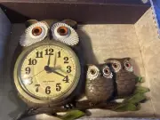 Vintage 1972 Burwood New Haven Wall Clock Owl Brand New In The Box, 10 x 13"