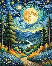Paint by Numbers for Adults, Canvas DIY Acrylic Adult Paint by Number Kits Paintworks Moon Artwork Wthout Frame, 16x20 Inch