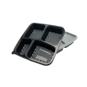4 Compartment Takeaway Bento Box Food Containers Plastic Meal Prep (150sets)