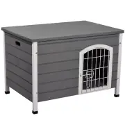 PawHut 31"L Wooden Decorative Dog Cage Kennel Wire Door with Lock Small Animal