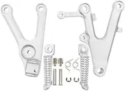 Motorcycle Repa Motorcycle Pedal Footrest Bracket Front Foot Pegs Pedal Footrest For Yamaha YZF R6 YZF-R6 2003 2004 2005 R6S 2006-2010 Spare partsir(Silver)