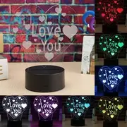 LED 3D Colorful I Love You Night Light Remote Control Touch Sensor Desktop Lamp