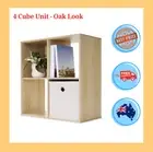 4 Cube Storage Shelf Display White/Oak/Black Bookshelf Organiser CupboardCabinet