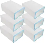 FONDOTIN 6PCS Box Stackable Transparent Shoe Storage Bins Plastic Shoe Containers for Women Space Saving Organizers for Spaces Closets