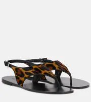 [Paris Texas] Paris Texas Amalfi leopard-print calf hair thong sandals AU 7 multicoloured