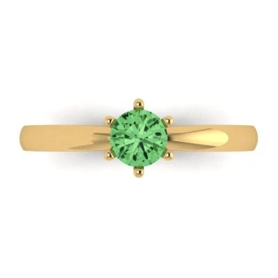 0.5Ct Round Cut Green Gemstone Solid Gold Solitaire Engagement Promise Ring