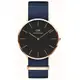 Daniel Wellington帆布風格時尚腕錶黑+帆布藍-36mm-DW00100281 (10折)