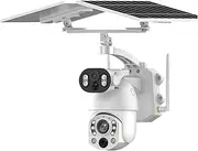 4g SIM HD Security Solar Camera 50X Optical Zoom Outdoor Two-Way Intercom WiFi Surveillance Camera Dual Lens(10MP 4G Camera 128G)