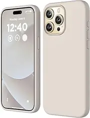 COFFKER Compatible with iPhone 15 Pro Max Case, Liquid Silicone Case, Full Body Shockproof Protective Cover Slim Thin Phone Case with [Soft Anti-Scratch Microfiber Lining], 6.7 inch-Stone