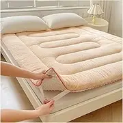 Double-Sided Mattress Topper, 3 Inch Sherpa Mattress Pad with Straps, Ultra Soft Pillow Top Mattress Cover, for Firm Bed Mattress(Coffee,150x200x7cm/59x79x3in)