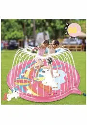 68" Unicorn Outdoor Splash Play Mat for Girls, Sprinkler Pad for Kids Toddlers