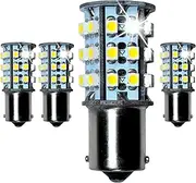 HQRP 4-Pack BA15s Bayonet Base 30 LEDs SMD 3528 LED Bulb Natural White Compatible with #93#1141#1156 Replacement for RV Warning Light, Outdoor Landscape Lighting, RV Interior, Path Lighting