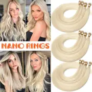 100G Thick Nano Hair Ring Tip Human Hair Extensions Micro Loop Nano Bead 16"-24"